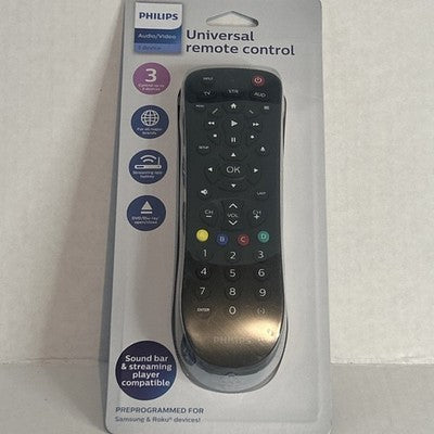 Philips SRP9232D/27 3-Device Universal Remote TV Samsung Roku Streaming Media
