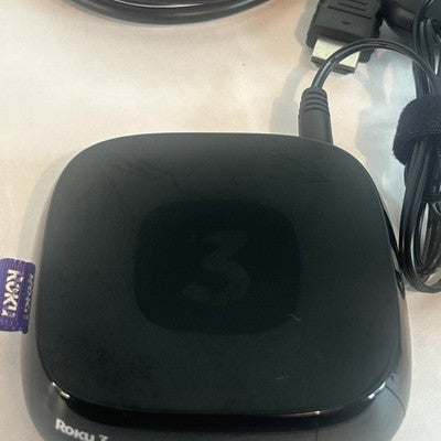 Roku 3 Media Stream 4200X 3rd Gen w/ HDMI Cable Power Cord Remote Bundle TESTED
