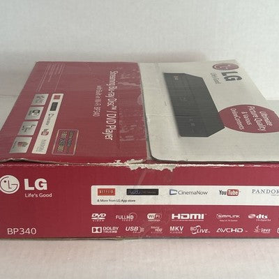 LG BP340 BluRay DVD Player Wi-Fi w/ Remote Control HDMI Cable Bundled Open Box