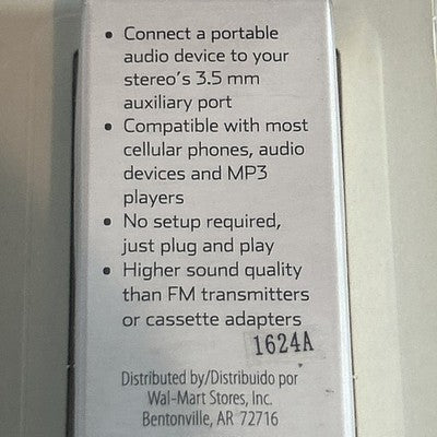 ONN 4FT 3.5mm AUX Auxiliary Cable Car/Home Stereo Headphones Speakers ONA13WI521