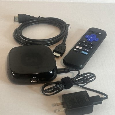 Roku 3 Media Stream 4200X 3rd Gen w/ HDMI Cable Power Cord Remote Bundle TESTED
