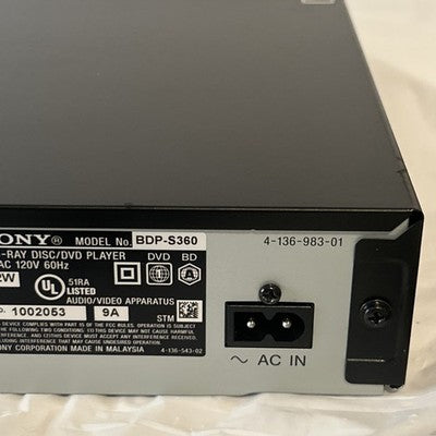 Sony BDP-S360 Blu-Ray DVD Player w/Remote Control HDMI Cable TESTED