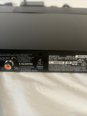 Sony BDP-S3500 Blu-ray DVD Player w/ Power Cord HDMI Cable Remote Control TESTED
