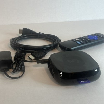 Roku 3 Media Stream 4200X 3rd Gen w/ HDMI Cable Power Cord Remote Bundle TESTED