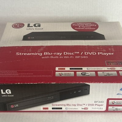 LG BP340 BluRay DVD Player Wi-Fi w/ Remote Control HDMI Cable Bundled Open Box