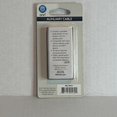 ONN 4FT 3.5mm AUX Auxiliary Cable Car/Home Stereo Headphones Speakers ONA13WI521