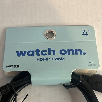 Onn 4ft HDMI Cable High Speed HD Audio Video 4K HDTV Bluray DVD Streaming