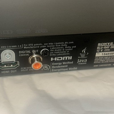 Sony BDP-S1500 Blu-Ray DVD Player w/ Remote Power Cord HDMI Cable TESTED