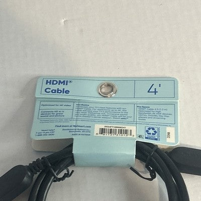 Onn 4ft HDMI Cable High Speed HD Audio Video 4K HDTV Bluray DVD Streaming