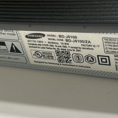 Samsung BD-J5100 Blu-ray DVD Player Ethernet w/ Remote HDMI Cable Power TESTED