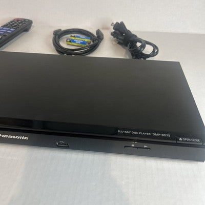 Panasonic DMP-BD75 Blu-ray DVD Player Black w/ Remote and HDMI Cables - TESTED